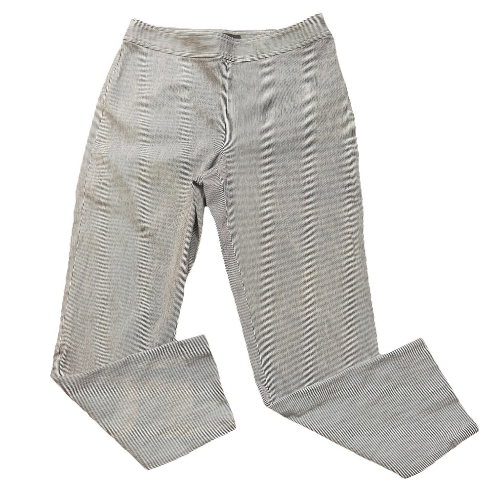 St. John Emma Pants Women's Size:6 White Black Stripe Bianco Caviar Seasucker